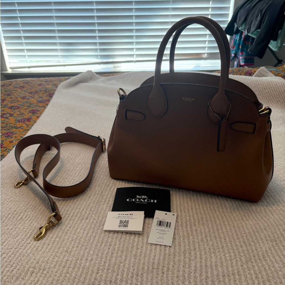 NWOT Coach Soft Empire Carryall Bag 28 Brass/Honey Brown